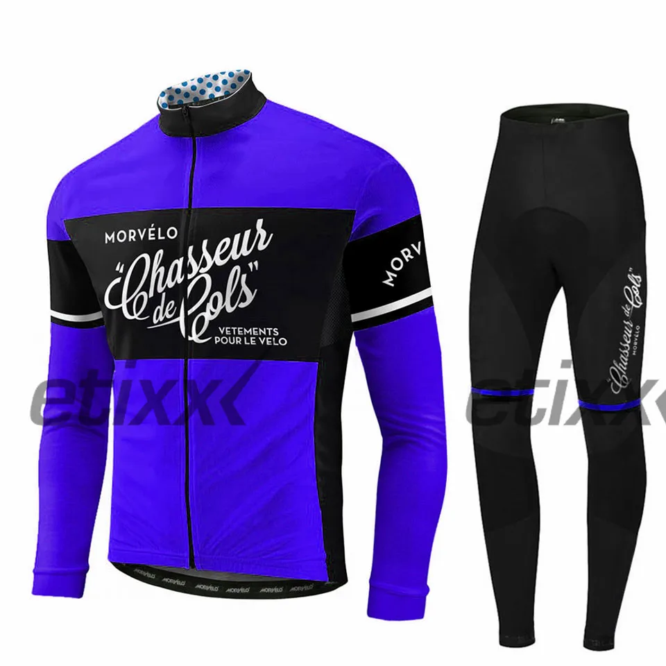 Spring autumn team Morvelo long sleeve cycling jersey set Ropa Ciclismo breathable racing bike clothing MTB Bike 9D gel pad - Цвет: 12