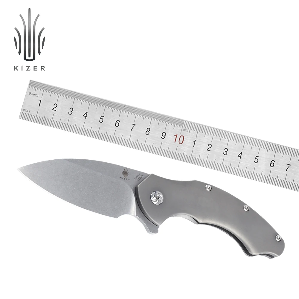 

Kizer hunting knife Roach KI4477 titanium knife karambit high quality s35vn flipper knife outdoor hand tool