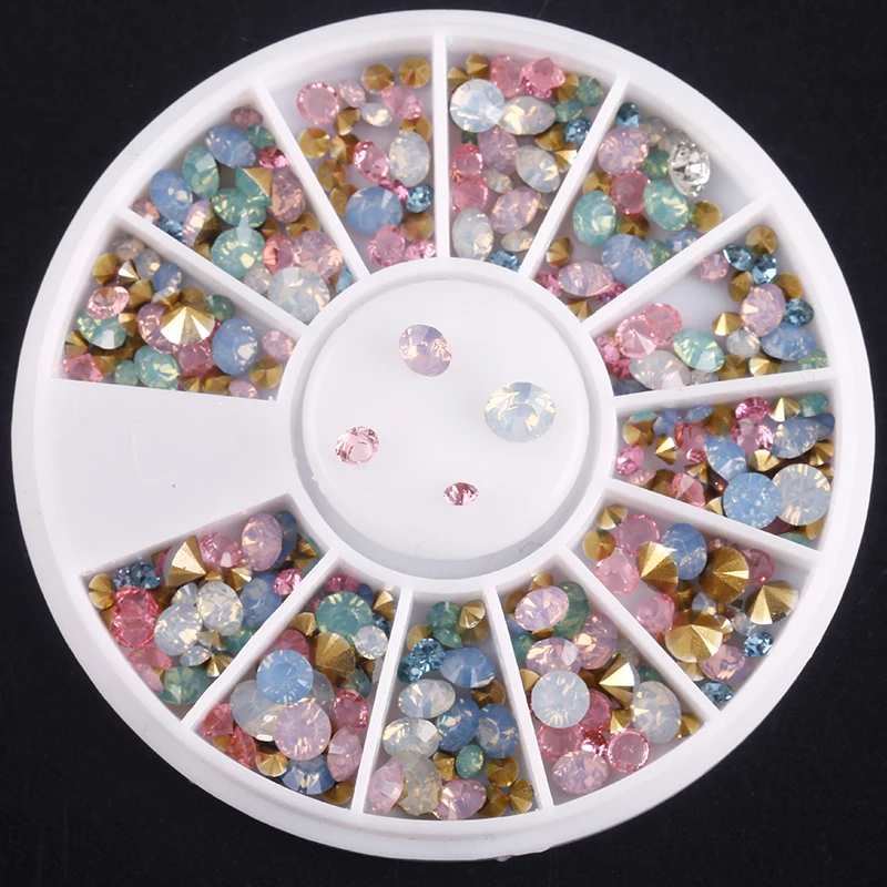 

Blueness 1Wheel 3D Glitter Mix Color Crystal Design Manicure UV Gel Sticker Rhinestones For Nails Art Decorations Studs Diamond