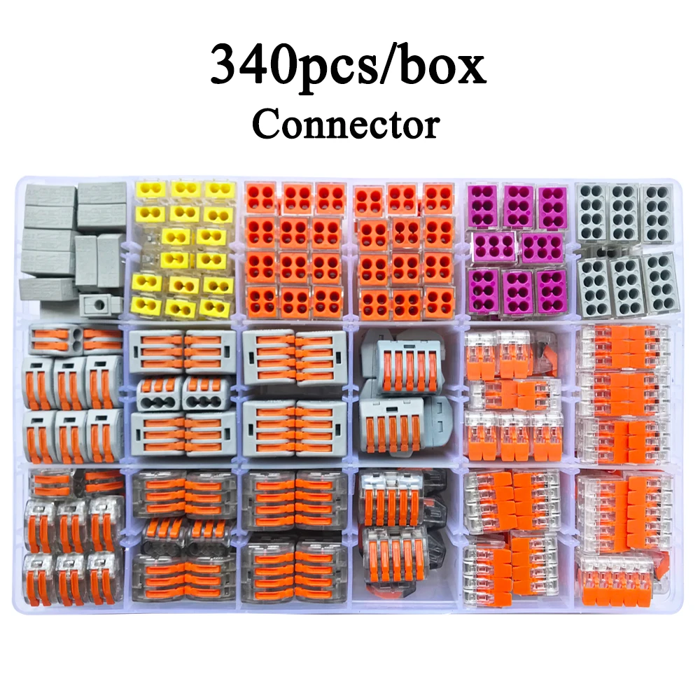 Wire Connector 340PCS/Box Universal Compact Terminal Block Lighting Wire Connector For 5 Room Mixed Quick Connector