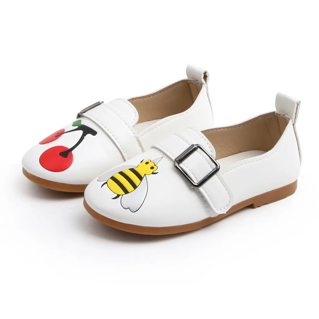 

Girls Leather Shoes Princess Spring Autumn Pu Children's Peas Shoes Lightweight Soft Bottom Kids Shoes white