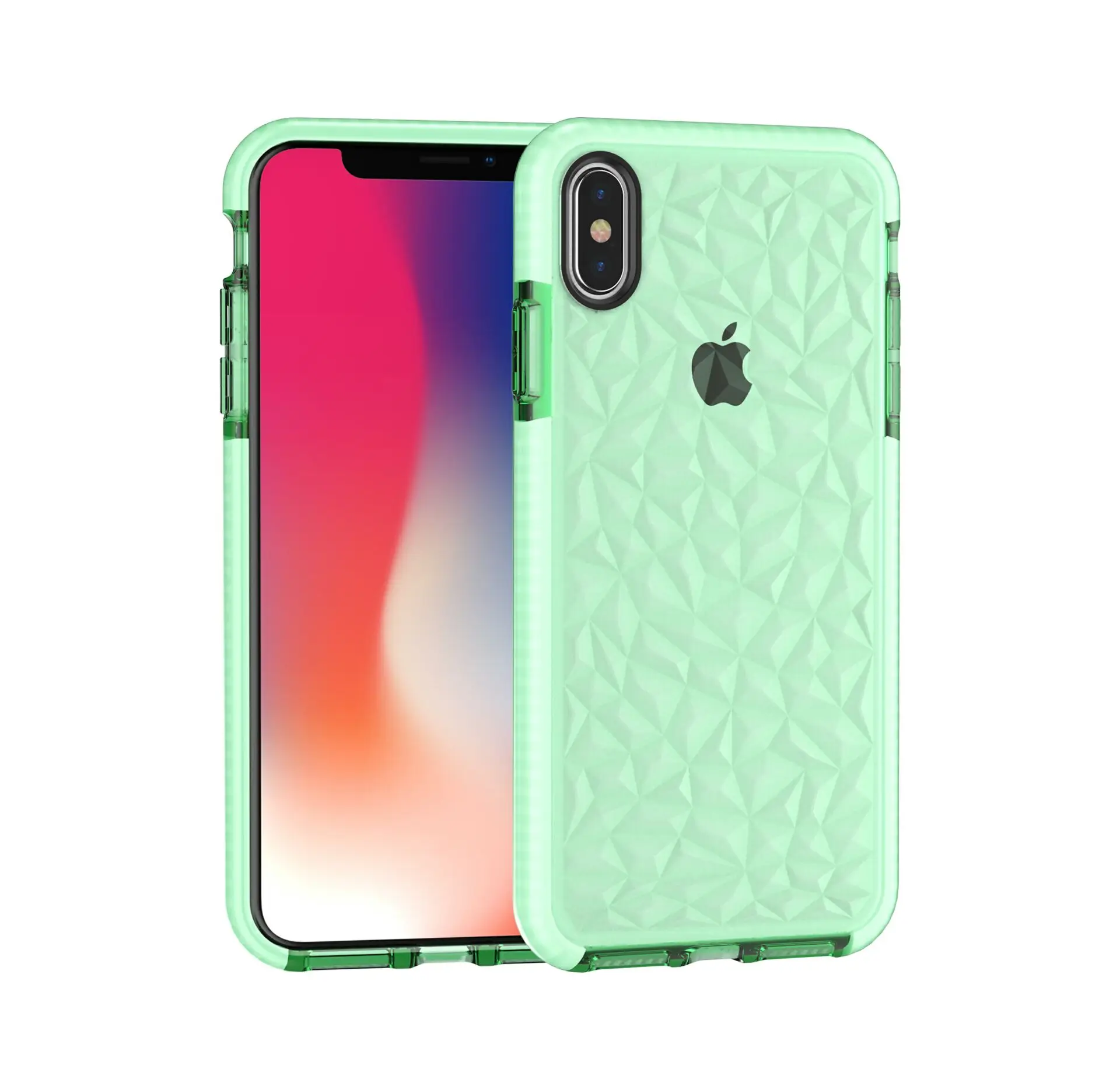 Чехол для iPhone X XS MAX XR 3D двойной Цвет алмаз телефон чехол для iPhone 7 8 6 6s плюс S8 S9 плюс прозрачная вода чувство крышка - Цвет: Green