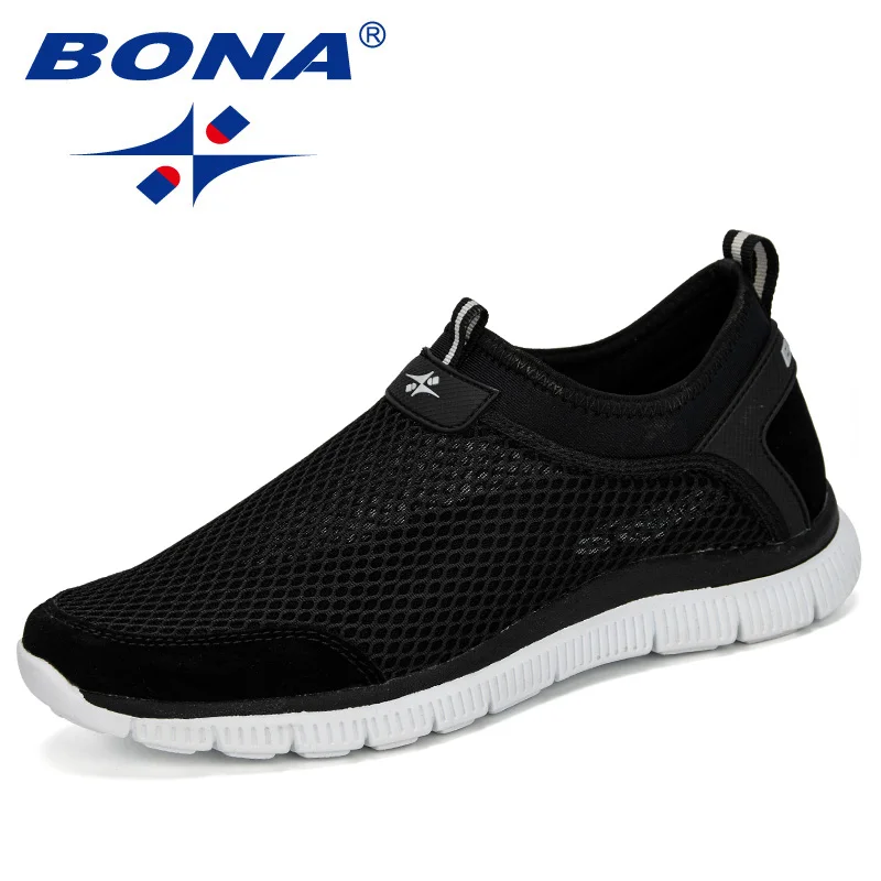 Najtaniej BONA 2019 w nowym stylu mężczyzna oddychające wygodne modne trampki odporne na zużycie lekki mężczyzna buty codzienne Zapatos Hombre mężczyzna