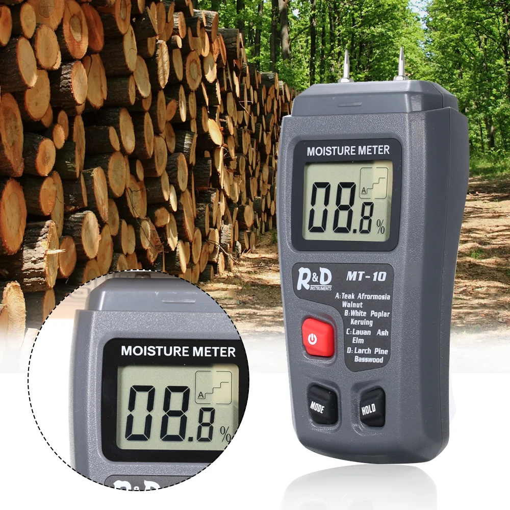 Двухконтактный цифровой измеритель влажности древесины портативный мини-тестер влажности с большим ЖК-дисплеем Высокая точность древесный гигрометр детектор влажности