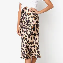 Женская юбка модная сексуальная нерегулярная леопардовая Печать Женская юбка осень зима Повседневная карандаш до середины икры офисная