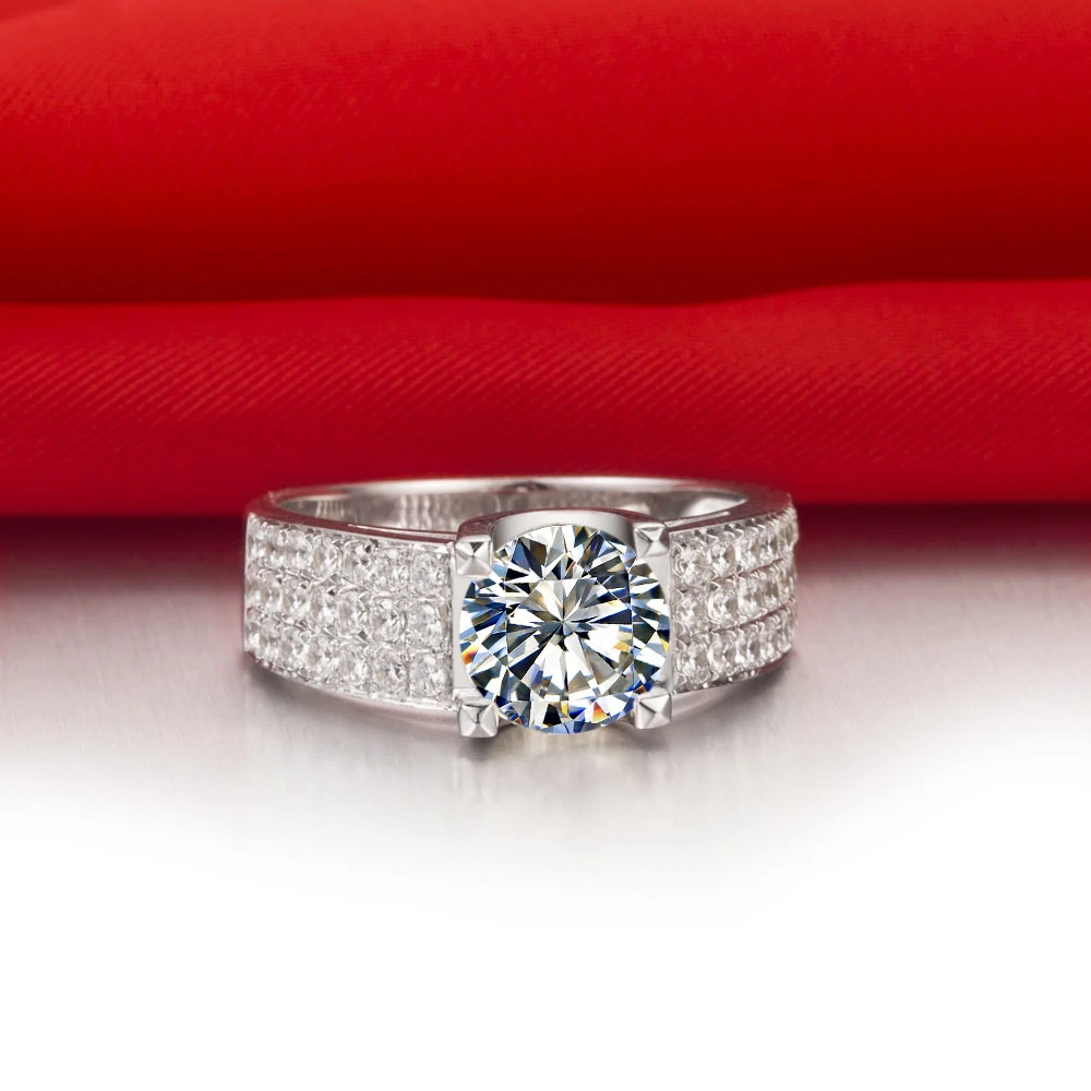 Мужское кольцо из серебра 925 пробы с имитацией бриллианта|diamond simulant engagement rings|ring of