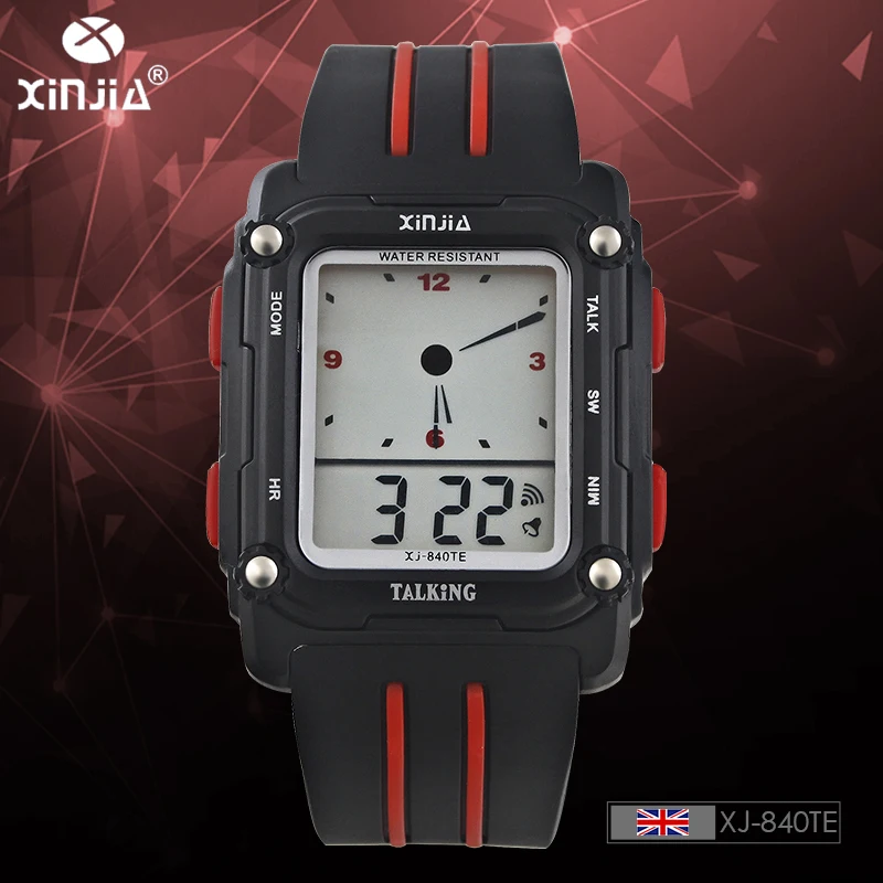 XINJIA 2018 роскошные Брендовые Часы для пожилых людей слепые английские голосовые