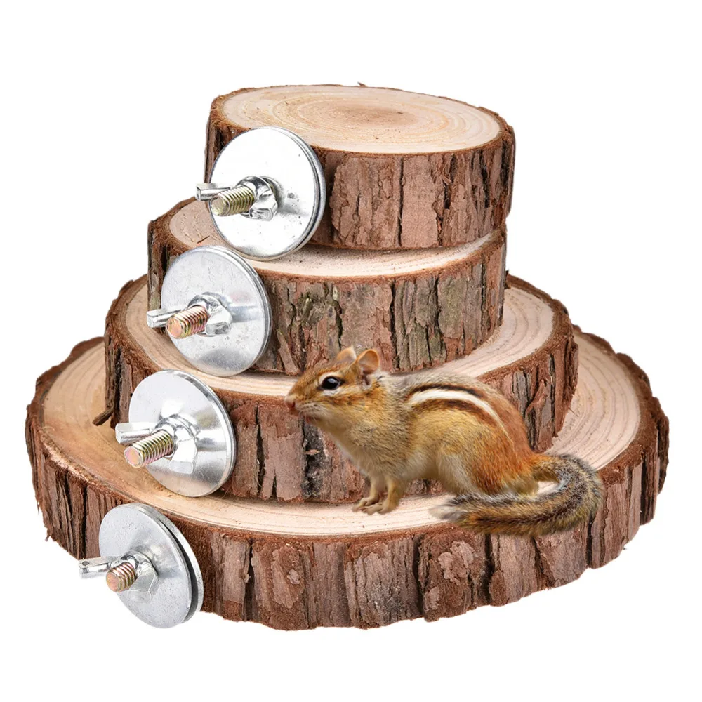 

Natural Wooden Logs Board hamster Wooden Platform for chinchilla Guinea pig Squirrel Totoro Parrot Jumping Small Pet Toys supply
