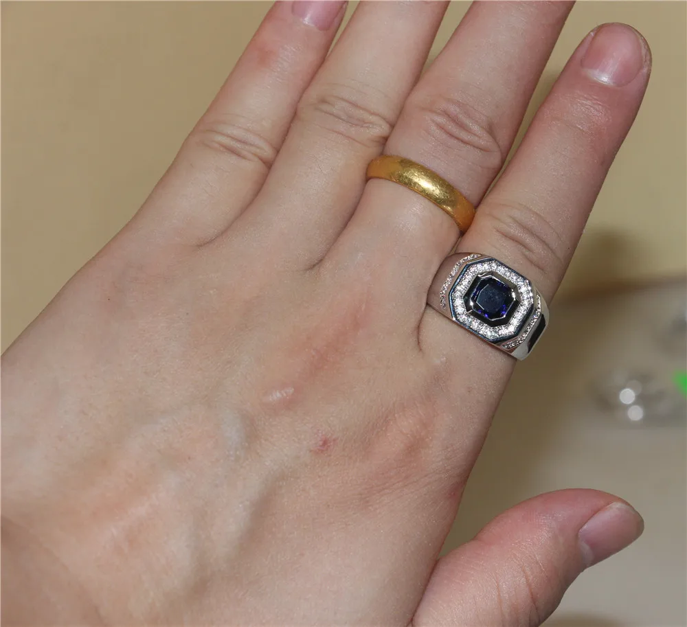 choucong Jewelry Size 8,9,10,11,12,13 Men's Luxury Silver Blue 5a Zircon Stone Rings Engagement Wedding Band ring boys
