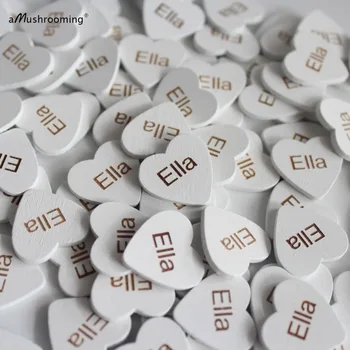 

x100 Customized White Wooden Heart with Name Engraved Unfinished Tiny Hearts Birthday Party Table Confetti Wedding Heart Shapes