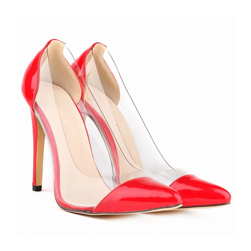 

Fashion Transparent + Pu Leather Stitching Classics Women's Office Shoes New Arrival Concise Solid Pointed Toe Women Pumps A027