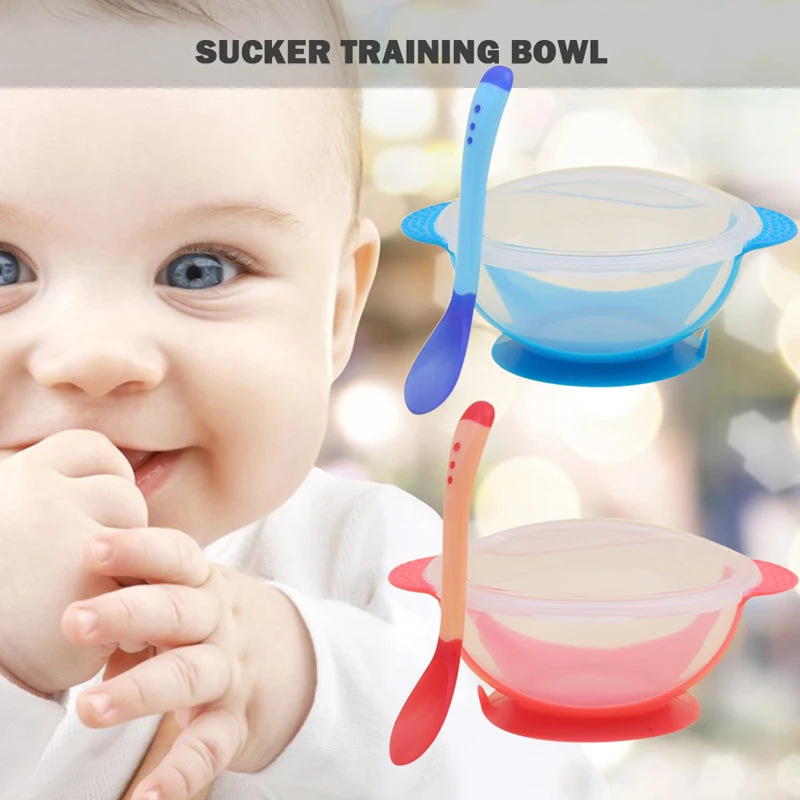 3Pcs/set Baby Tableware Dinnerware Suction Bowl With Temperature Sensing Spoon Baby Food Kids Safety Dinner Feeding Bowls Dishes 3Pcs/set Baby Tableware Dinnerware Suction Bowl With Temperature Sensing Spoon Baby Food Kids Safety Dinner Feeding Bowls Dishes