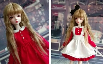 3pcs/set Cute maid outfits Long short Sleeve Dress Bowknot Hairband for blyth OB24, Azone 1/6 Dolls Accessories 8