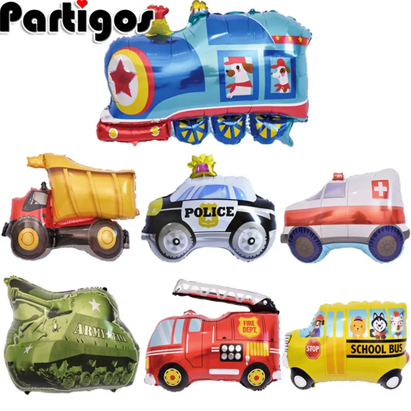 

1pc Ambulance excavator tank Car fire truck Balloons Party Baloons Party Decorations Foil Balloon Birthday Party Decor Kids toys