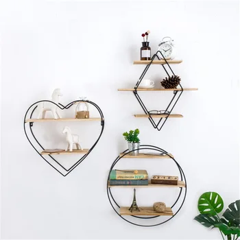 

Nordic Simple Heart-Shaped Double Layer Wall Shelf Decorative Shelves Creative Wood Shelves Wall Decorations Crafts Home Decor
