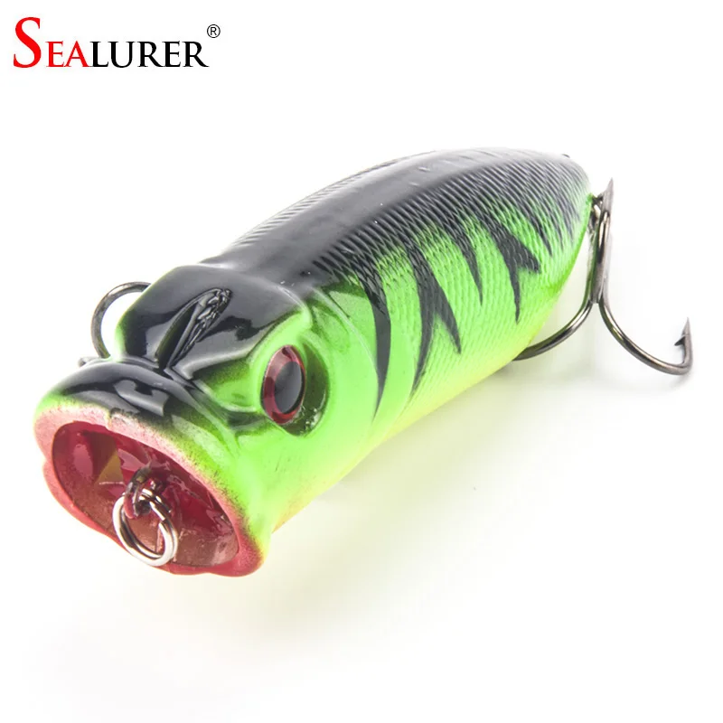 Lowest Price Fishing Tackle 3D eyes 6.5CM 13G With 6# Treble Hooks Popper Fishing Lure Plastic Wobbler Artificial Hard Bait