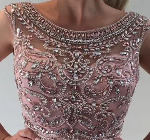 Розовый 2019 Homecoming платья A-Line cap Sleeves органза бисером кристаллы Вышивка Элегантные коктейльные платья