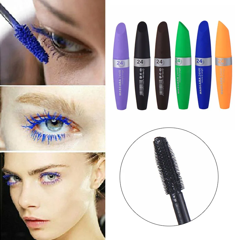 

2019 New Quick Dry Thick Curling Colorful Mascara Waterproof Long Lasting Black Coffee Blue Purple Green Orange Women Lady Girl