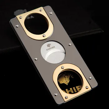 

Luxury Gadgets Stainless Steel Sharp Dual Blades Four Colors Cigar Cutter Cigar scissors W/ Black Gift Case