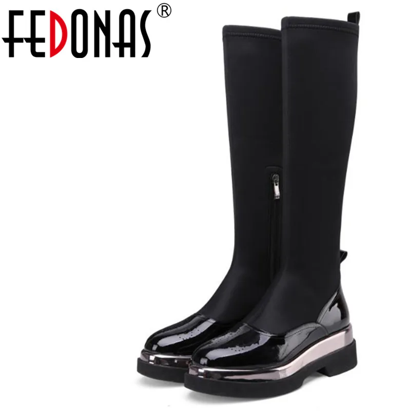 

FEDONAS 1Fashion Women Knee High Boots Genuine Leather Autumn Winter Warm High Heels Shoes Woman Round Toe Casual High Boots
