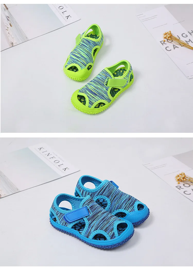 Sapatos de Bebê Sapatos de Praia Novas Crianças Camuflagem Sandálias Macias Verão Meninas Toe Proteger Meninos Fundo Macio Antiderrapante Moda Esportes 16 Mamãe e Bebê