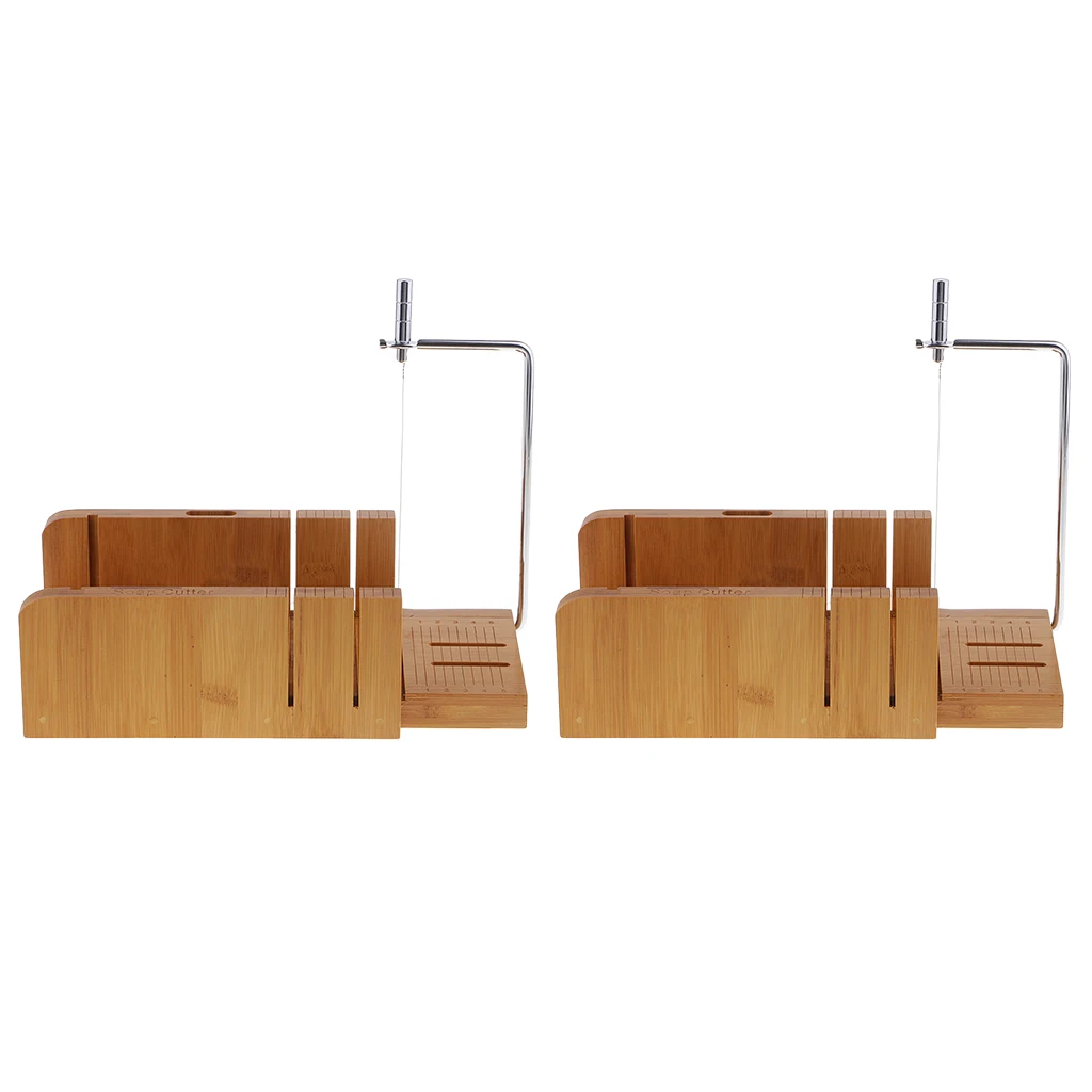 2 pieces Multi-function Practical Wooden Soap Cutter Loaf Mold Soap Making Cutting Tools with Soap Beveler Planer, Wire Slicer