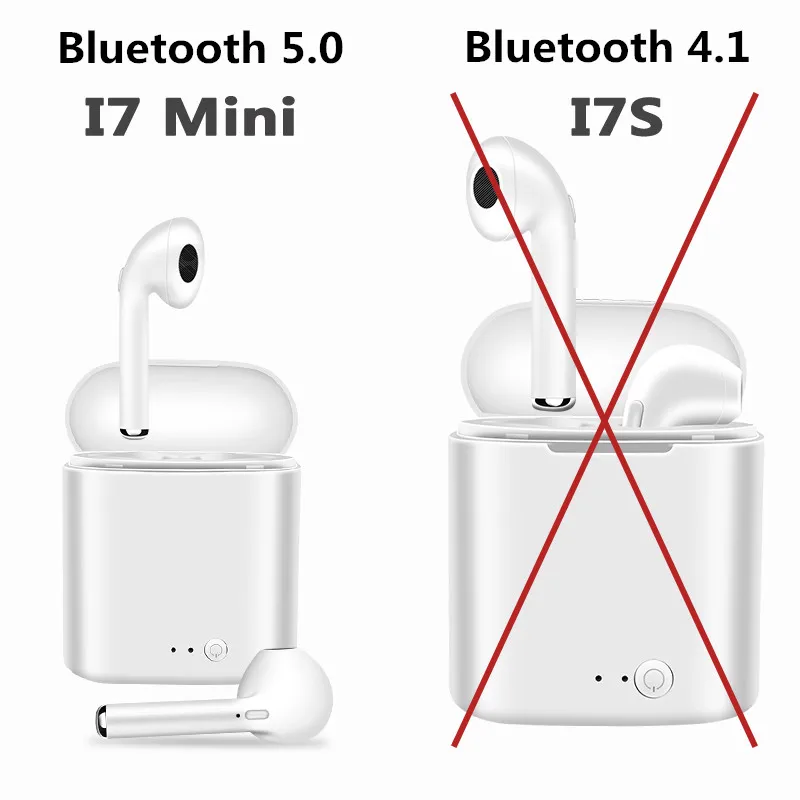 New i7 TWS Mini Bluetooth earphone wireless earbuds with charging Box for smart phone pk lk te9 