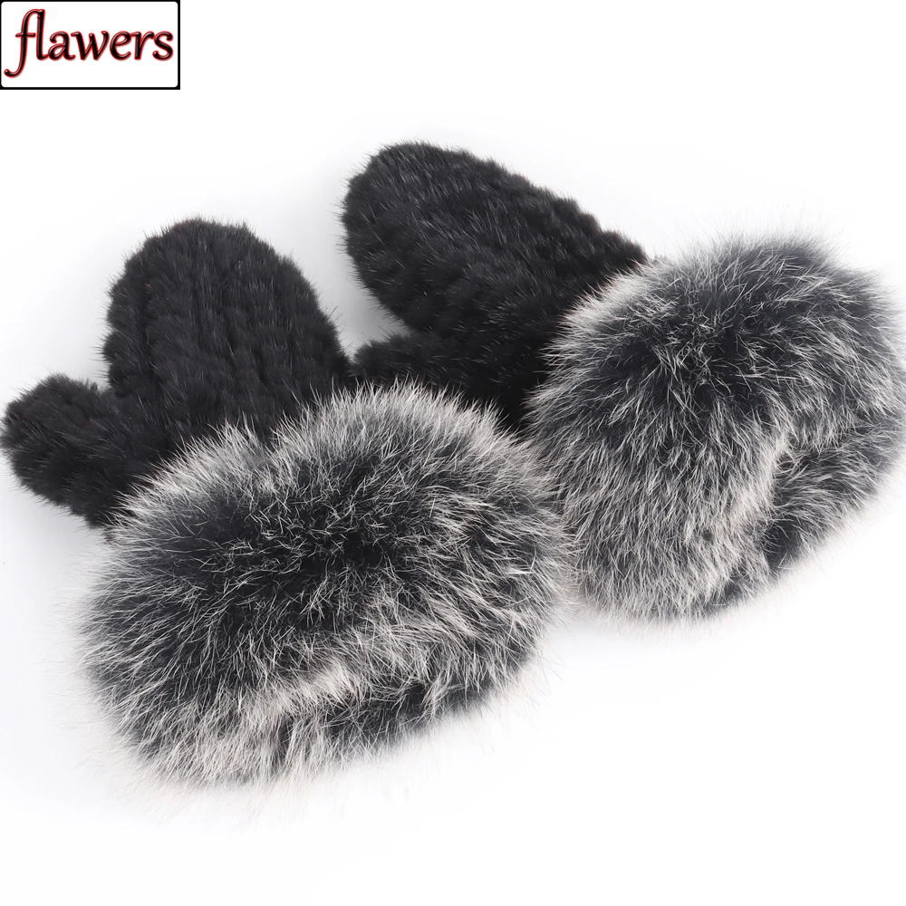 

New Women Good Elastic Real Mink Fur Gloves Good Quality Genuine Fox Fur Glove Lady Winter Warm Knitted 100% Natural Fur Mittens