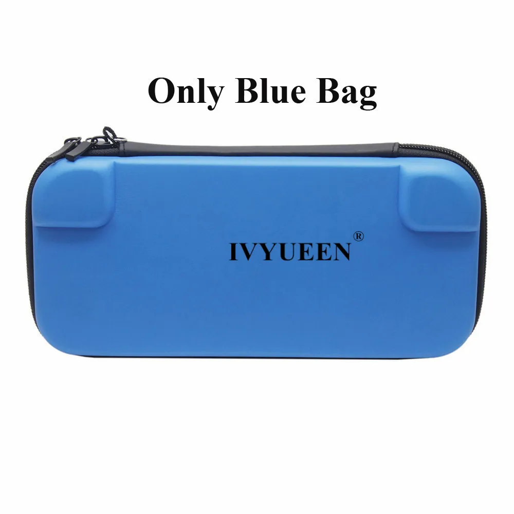 Сумка для хранения IVYUEEN, чехол для Kind Switch NS Console из закаленного стекла, защитный силиконовый чехол для Joy Con, контроллер - Цвет: Only Blue Bag