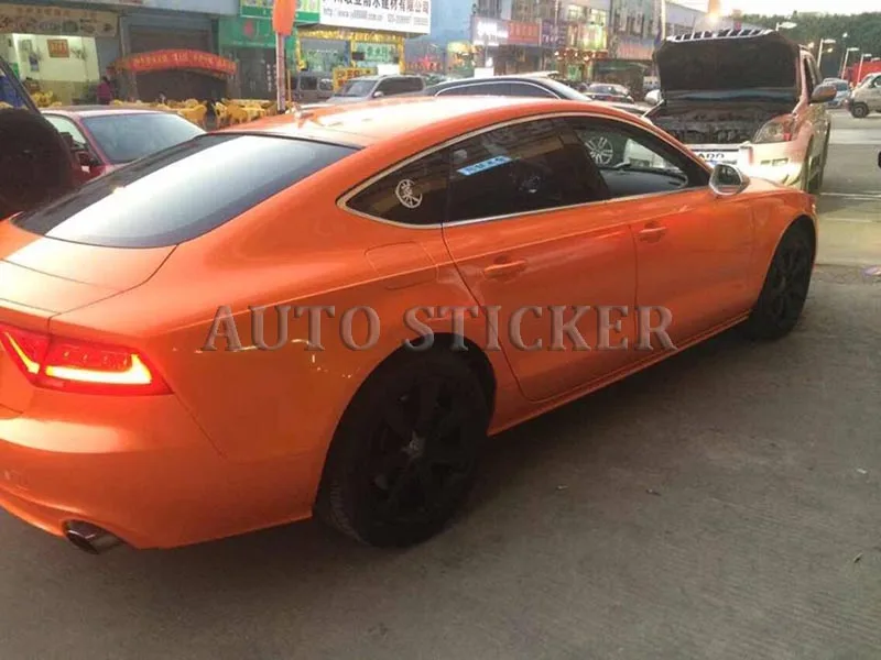 orange glossy metallic car wraps 111