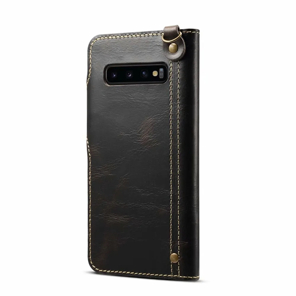 Супер прочный Чехол-кошелек из натуральной кожи для samsung Galaxy S10/S10Plus, Ретро Чехол-книжка на магнитной кнопке для samsung S8