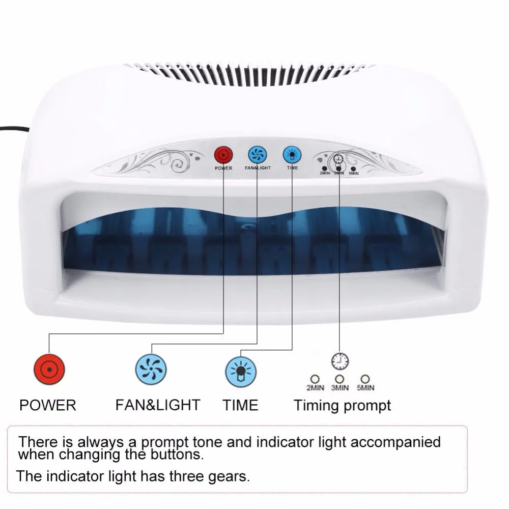 54 Вт УФ лампа Сушилка для ногтей для 2 рук с вентилятором и таймером Электрический Маникюр машина для отверждения Гель-лак для ногтей инструмент с дном