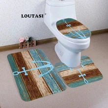 Loutasi 3 шт./компл. якорь с рисунком, Нескользящие влаговпитывающие напольный коврик для ванной коврик на пол ванной моющиеся Ванная комната коврик для туалета