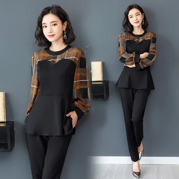 

Patchwork Plus Size 5xl Women Two Piece Outfits Casual Wild Ensemble Femme Survetement Temperament Chic Conjunto Feminino