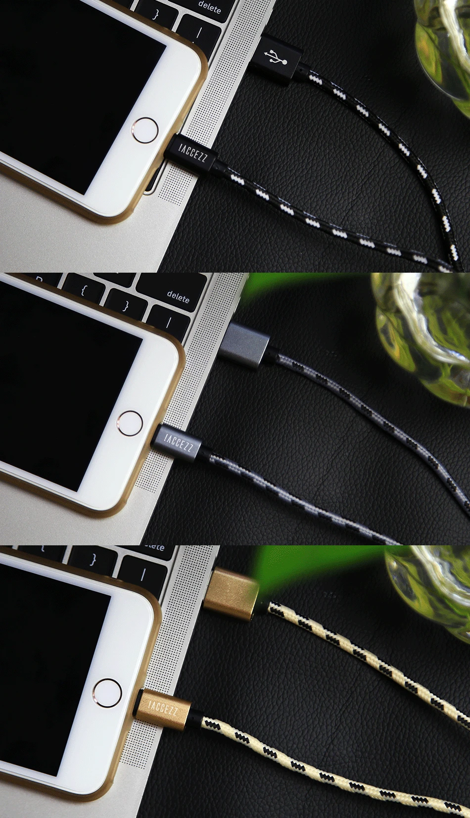 !ACCEZZ 2.4A USB Cable For iphone X XS MAX XR Support Data Transmission Phone Nylon Charging Cord 1M For iphone 8 7 6 5 Plus SE (11)