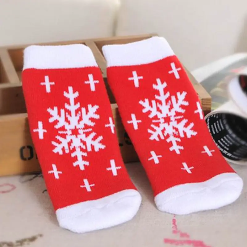 Детские жаккардовые носки из чистого хлопка с рождественской тематикой осенне-зимние носки унисекс для детей, впитывающие пот