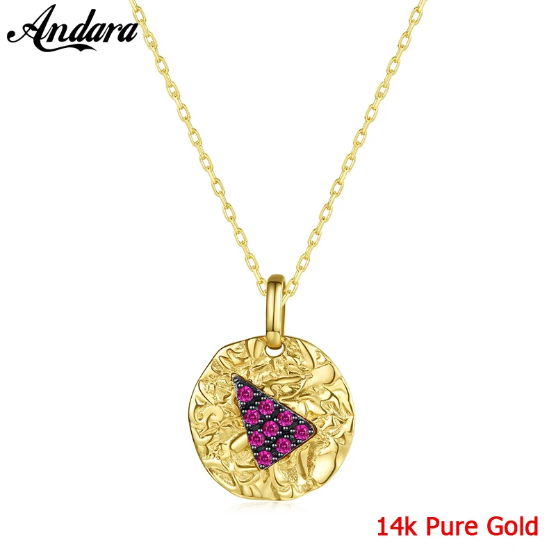 Роскошный бренд 14 K желтое золото ювелирное ожерелье s круглый Треугольный Кристалл ожерелье кулон для женщин классические ювелирные