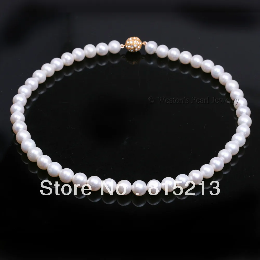 

ddh0077 AA 8.5-9MM Natural White Cultured Freshwater Pearl necklace