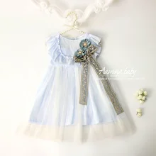 ; платье принцессы с цветочной вышивкой и лентами для девочек; сарафан; хлопковые детские платья для девочек; летнее платье; одежда для маленьких девочек