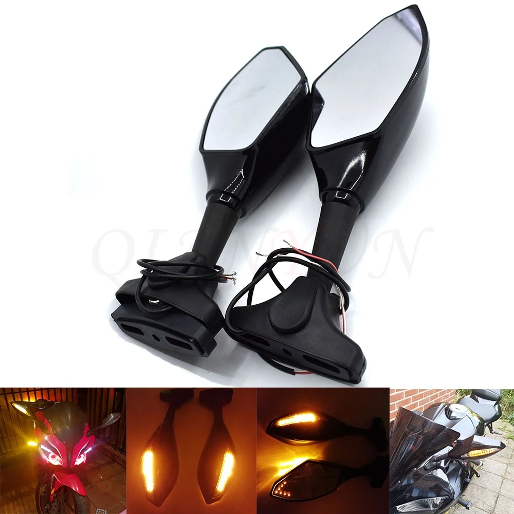 

1 Pair Motorcycle Accessories LED Turn Signals Arror Integrated Rearview Mirrors For Yamaha FZ1 FAZER FZ6 FZ6R FZ8 XJ6 DIVERSION