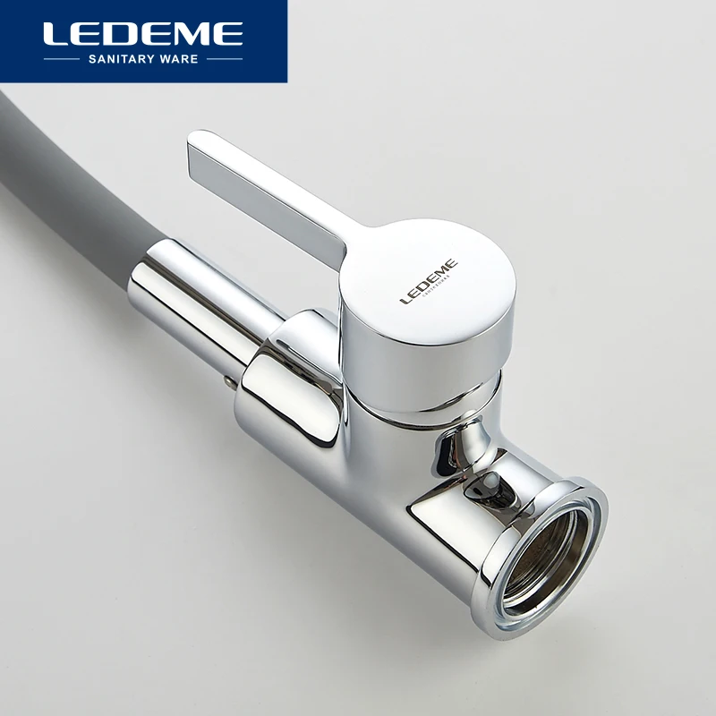 LEDEME Смеситель для кухни с силиконовым изливом латунь Цвет: хром+красный L4898 1|kitchen