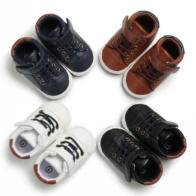 

Baby Kids Boys Girls Soft Crib Shoes Faux Leather Sneakers Anti-slip Trainers Shoes for 0-18M