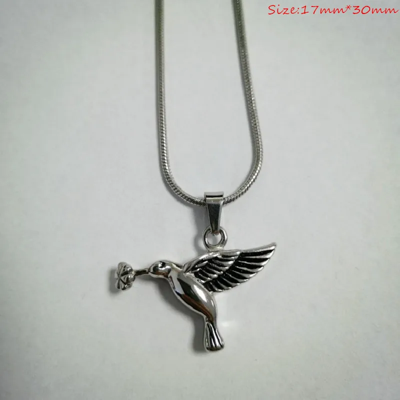 

KLHH1 Stainless Steel Bird Cremation Jewelry Hummingbird Urn Ashes Necklace Memorial Keepsake Pendant+Fill Kits