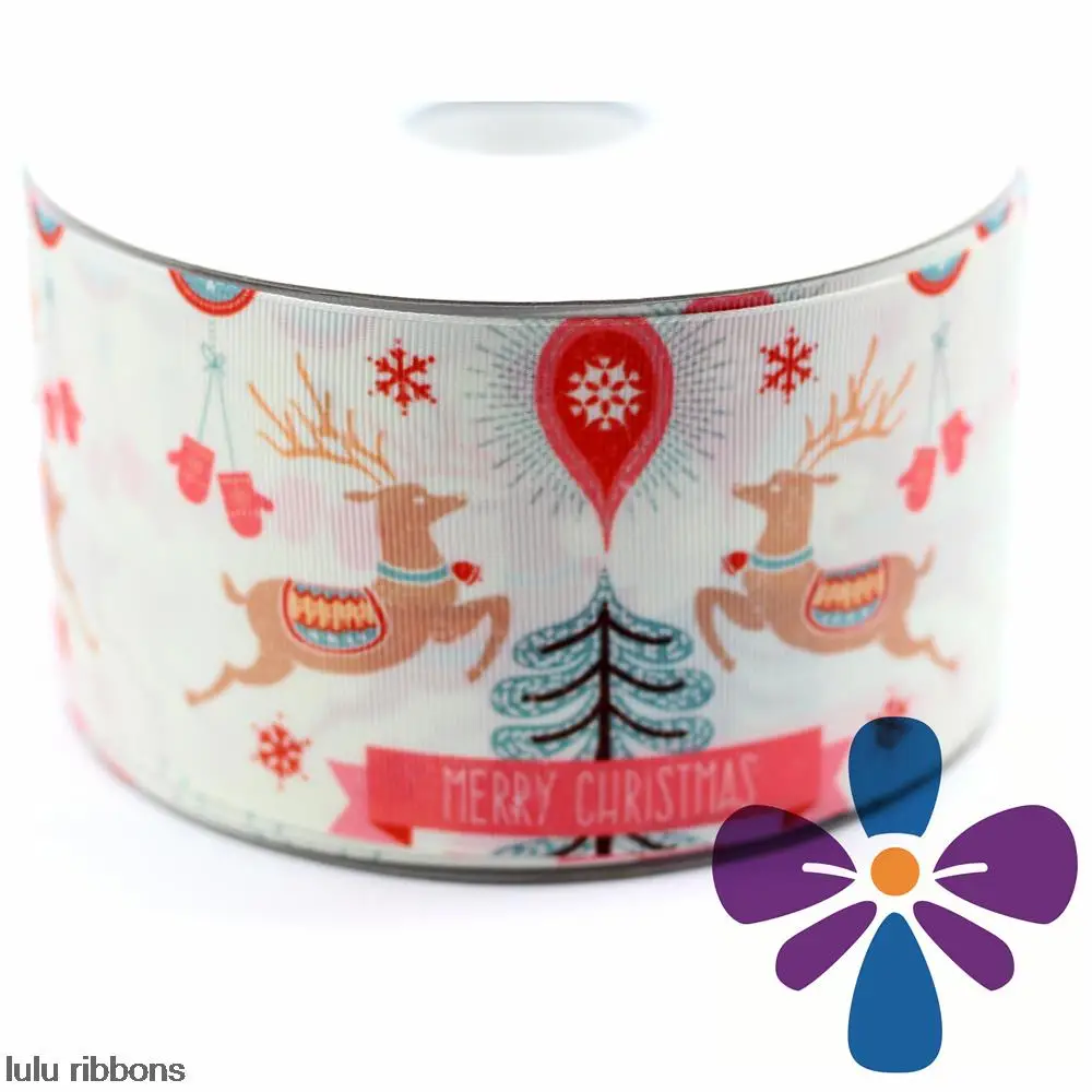 Buy 3" 75mm Reinderr Printed Grosgrain Ribbon DIY