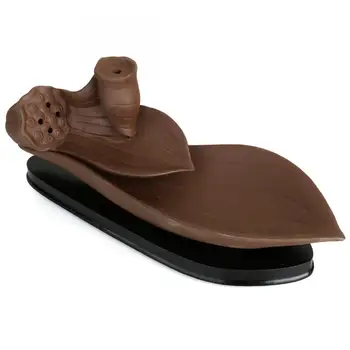 

Ceramic Backflow Incense Burner Lotus Leaf Incense Cones Stick Holder + 10pcs Cone Incense Quemador Incienso Home Bouddha Decor