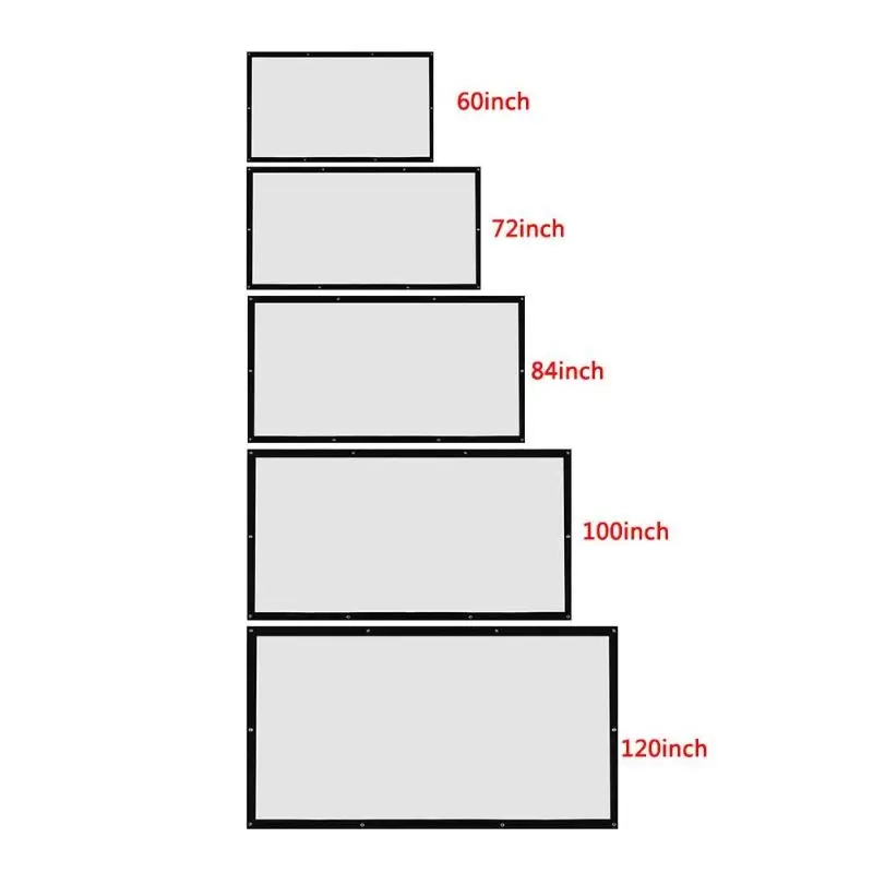 Настенный проекционный экран 16:9 HD 60/72/84/100/120 дюймов проектор экран полиэстер холст занавеска для 3D домашнего кинотеатра