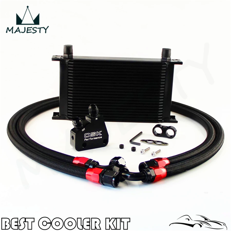 Universal 22 Row Engine Oil Cooler Kit + Sandwich Plate adapterin Fuel