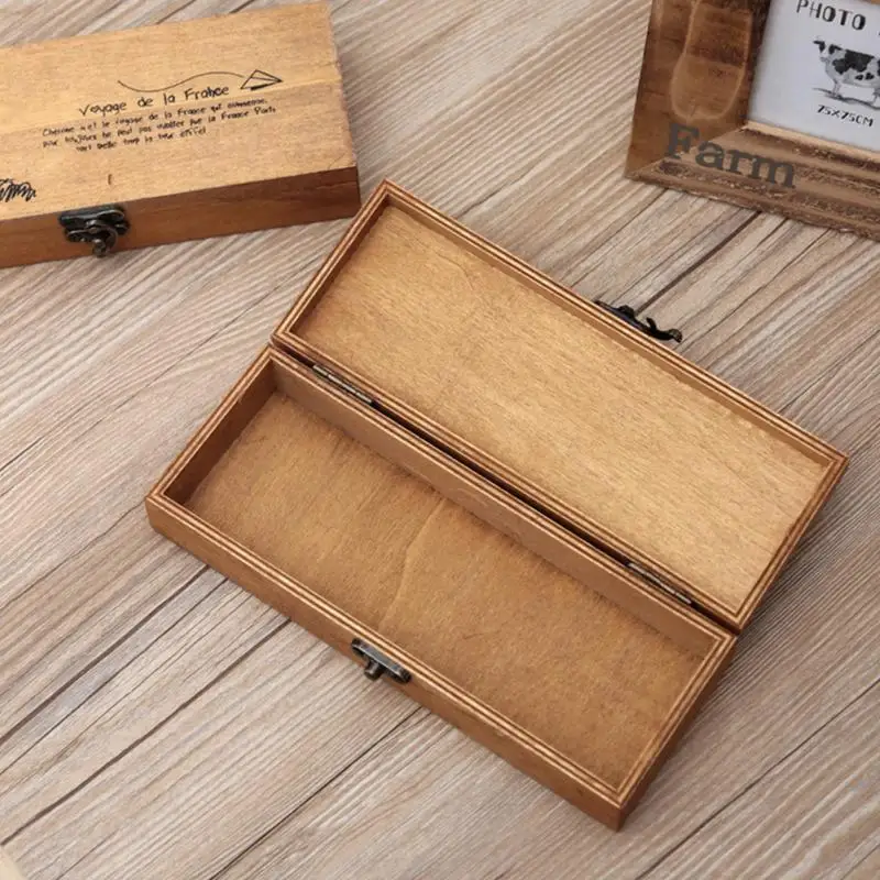 

new Retro Tower Storage Box Wood Pen Pencil Case Holder Coin Stationery Box Storage Wooden Organization #25