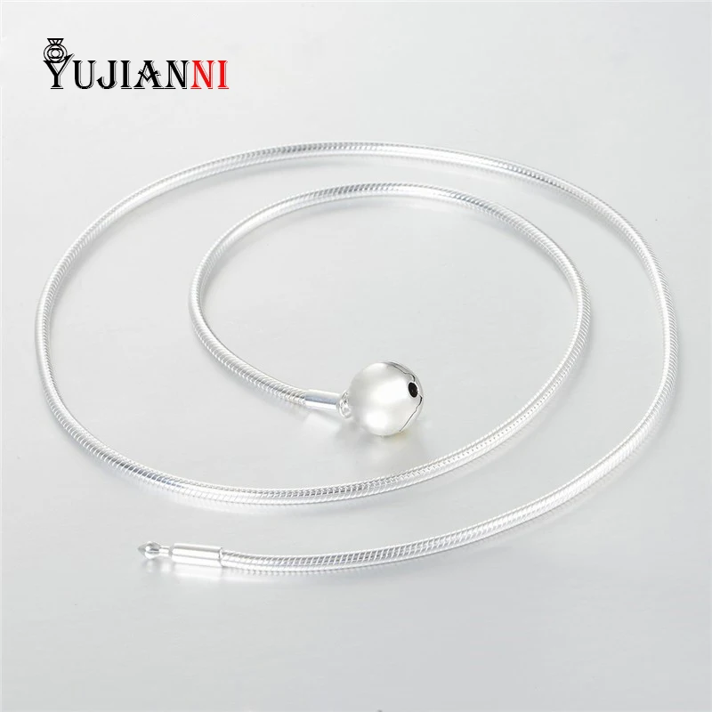 

Authentic 925 Sterling Silver Chain Small Hole Essence Necklace 45CM With Logo For Original Charms Beads Woman Jewelry