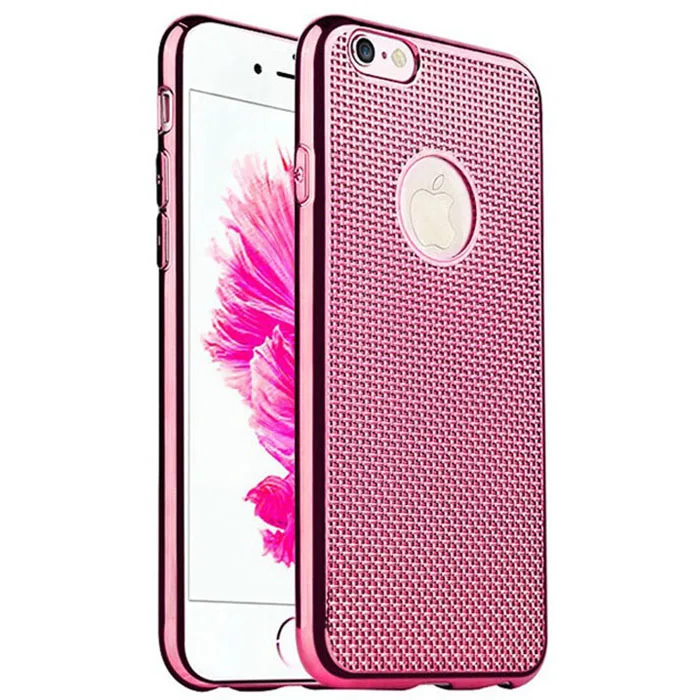 Rose Gold Grid Pattern Flexible TPU Case SKIN For iPhone 6 6S Plus 4.7 5.5 inch Handmade Weave PC Plating Cover 100pcs/lot |